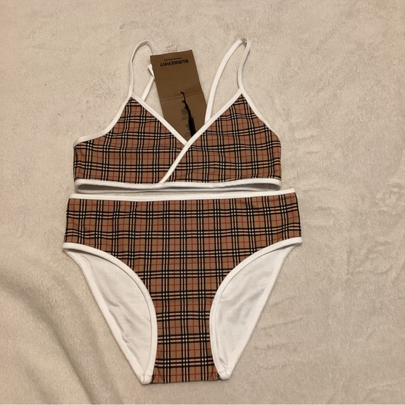 Burberry Kids Swim Trunks - Brown and White - Picture 1 of 10